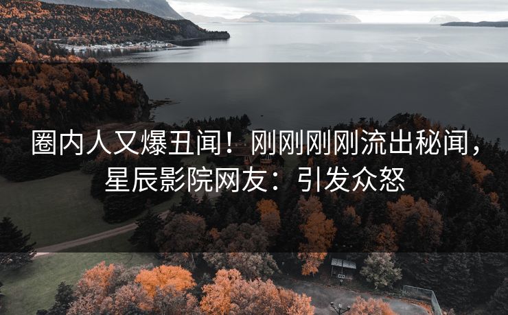圈内人又爆丑闻！刚刚刚刚流出秘闻，星辰影院网友：引发众怒